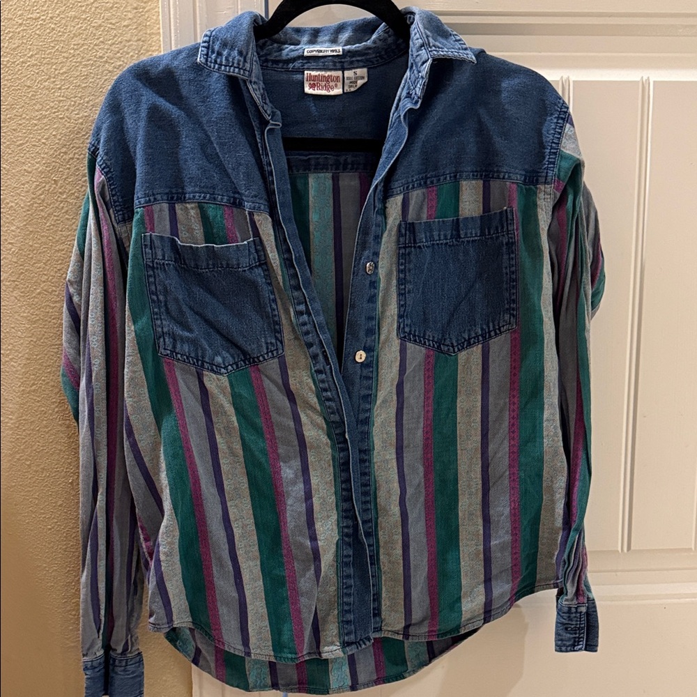 Striped Denim Button Down Shirt